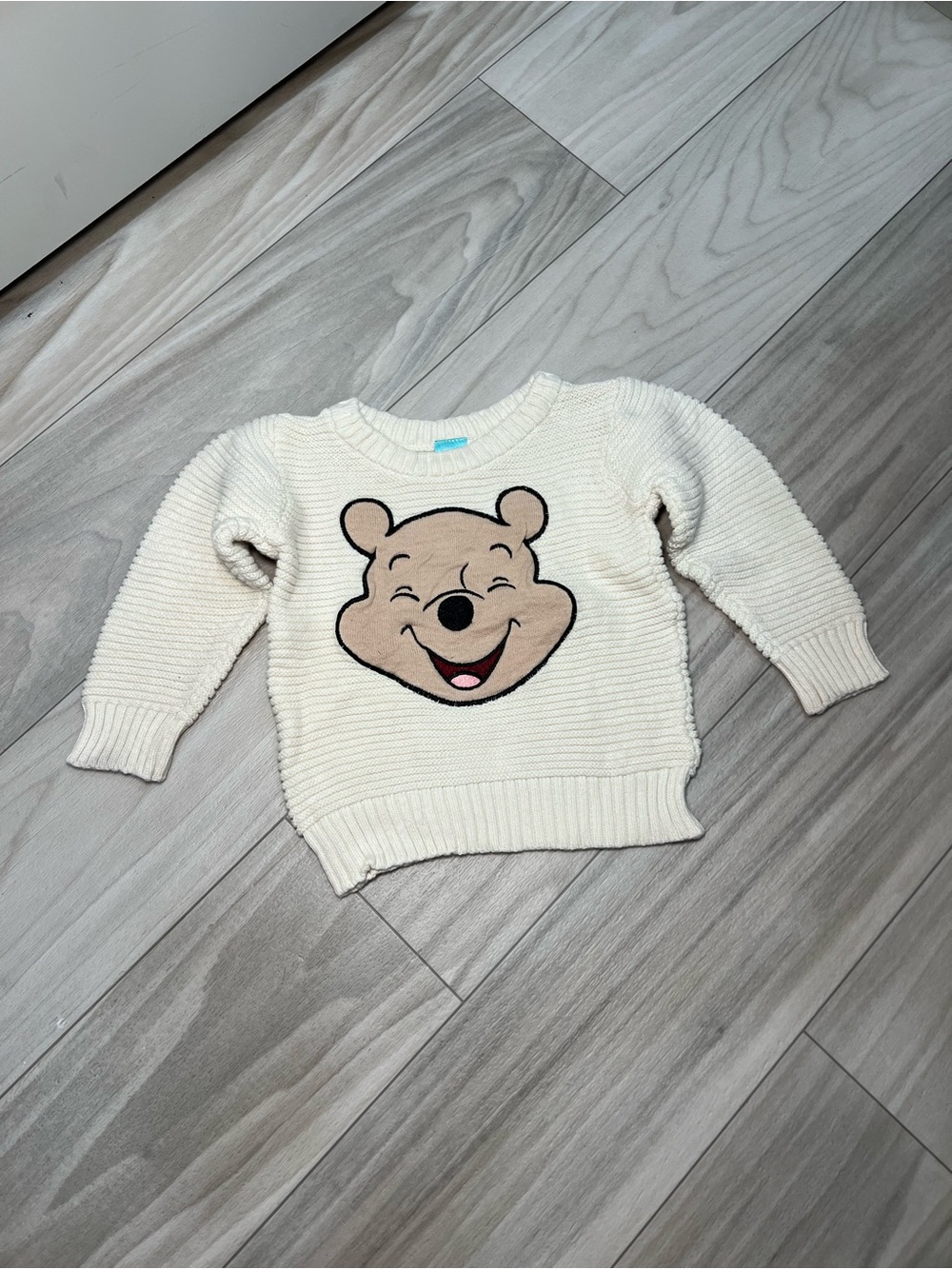 Cream Kids Knit Sweater with Poo Bear Face